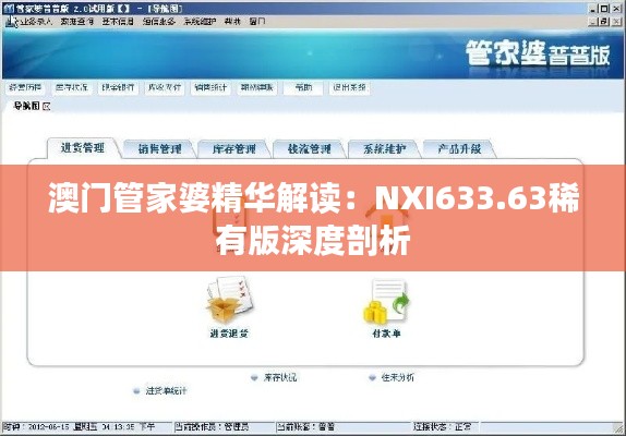 澳門管家婆精華解讀：NXI633.63稀有版深度剖析