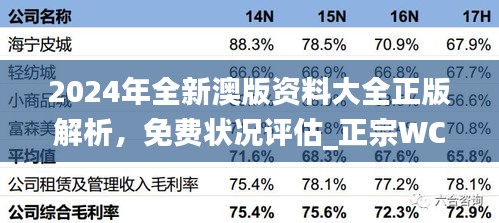 2024年全新澳版資料大全正版解析，免費狀況評估_正宗WCN98.03版