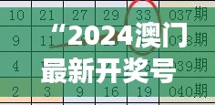 “2024澳門最新開獎號碼解讀，精選預(yù)測版YVM543.74詳解”