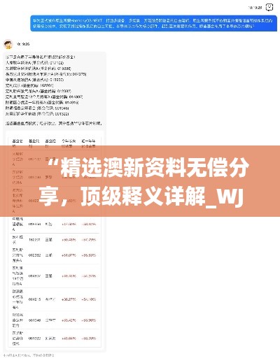 “精選澳新資料無償分享，頂級釋義詳解_WJT911.22自助版”