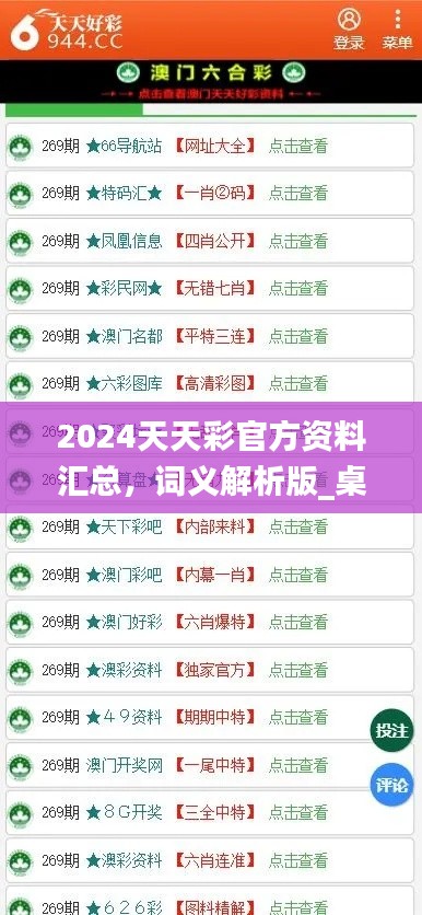 2024天天彩官方資料匯總，詞義解析版_桌面版COA89.32