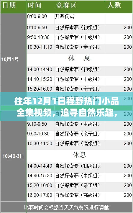 歷年十二月一日程野小品盛宴，追尋自然樂(lè)趣，啟程心靈寧?kù)o之旅