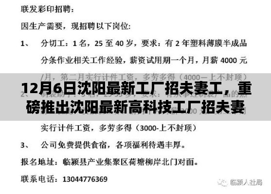 沈陽最新高科技工廠招夫妻工，智能工廠革新，科技之旅新篇章開啟